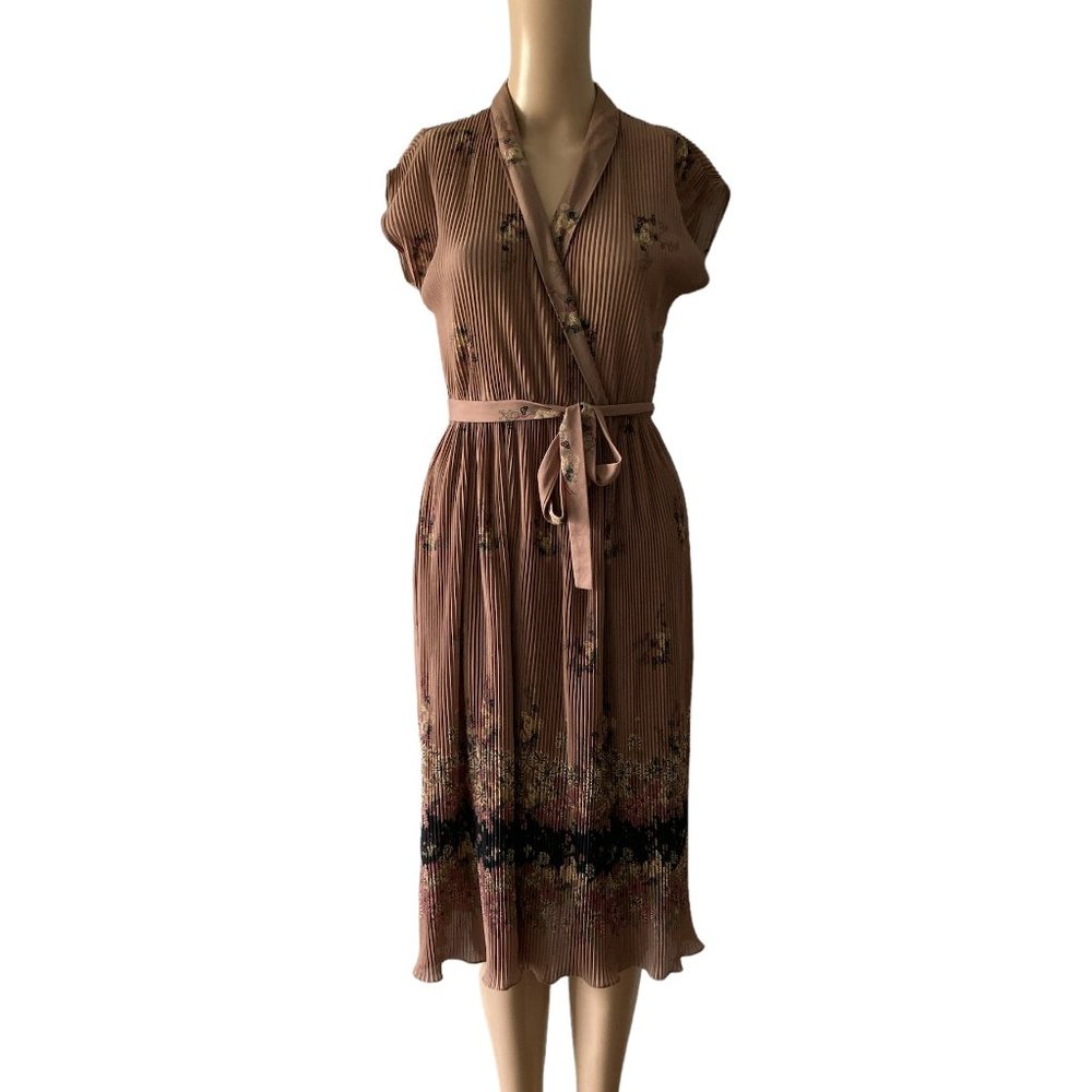 Vintage Patty O'Neil Pleated Brown Floral Size S Cottagecore Dress